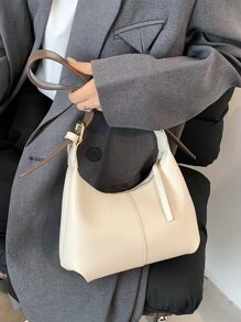 Túi Hobo tối giảnTúi xách tay, Túi đeo vaiTối giản, Màu trơnDành cho bé gái, Dành cho phụ nữ, Dành cho phụ nữ, Tân binh & Nhân viên văn phòng, Đi làm, Mua sắm, Túi xách nữ công sở thường ngày, Hoàn hảo cho văn phòng, kinh doanh và công việc - Màu be - Xem 5