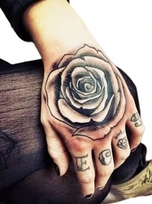 Hình xăm dán , 1 tờ Hình hoa Hình xăm tạm thời Đối với phụ nữ , Hình xăm dán Người lớn , Thực tế Hình xăm Hoa , Đối với phụ nữ Và Cô gái - màu đen - Xem 1