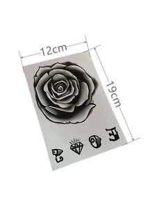 Hình xăm dán , 1 tờ Hình hoa Hình xăm tạm thời Đối với phụ nữ , Hình xăm dán Người lớn , Thực tế Hình xăm Hoa , Đối với phụ nữ Và Cô gái - màu đen - Xem 3