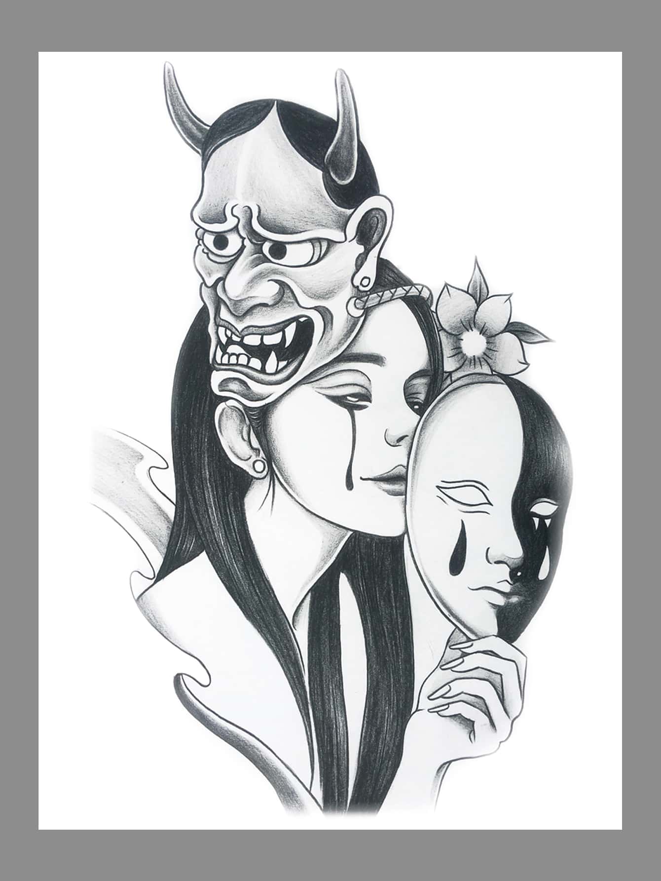 Etiqueta engomada del tatuaje, 1 hoja Figura Gráfico Tatuajes temporales para mujeres, Etiquetas engomadas del tatuaje Adultos, Gráfico realista de la figura del tatuaje, Para mujeres y niñas - Negro - Ver 1