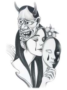 Etiqueta engomada del tatuaje, 1 hoja Figura Gráfico Tatuajes temporales para mujeres, Etiquetas engomadas del tatuaje Adultos, Gráfico realista de la figura del tatuaje, Para mujeres y niñas - Negro - Ver 2