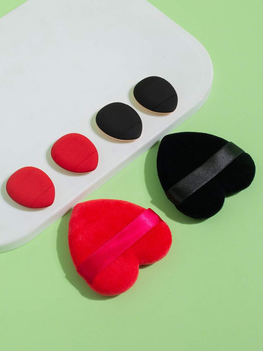 2 piezas en forma de corazón Soplo de maquillaje & 4 piezas dedo - Multicolor - Ver 1