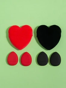 2 piezas en forma de corazón Soplo de maquillaje & 4 piezas dedo - Multicolor - Ver 2