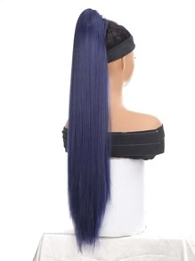 Extra Long Straight Ponytail Synthetic Hair Extension - Navy Blue - View 1