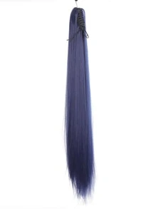 Extra Long Straight Ponytail Synthetic Hair Extension - Navy Blue - View 4
