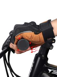 WEST BIKING 1 đôi Găng tay đi xe đạp thể thao nửa ngón họa tiết chữ cái - màu đen - Xem 4