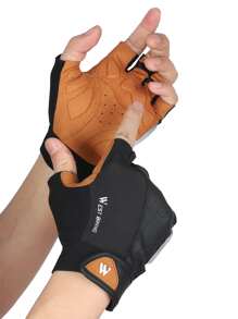 WEST BIKING 1 đôi Găng tay đi xe đạp thể thao nửa ngón họa tiết chữ cái - màu đen - Xem 7