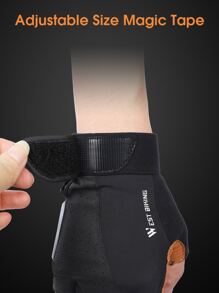 WEST BIKING 1 đôi Găng tay đi xe đạp thể thao nửa ngón họa tiết chữ cái - màu đen - Xem 8