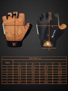 WEST BIKING 1 đôi Găng tay đi xe đạp thể thao nửa ngón họa tiết chữ cái - màu đen - Xem 9