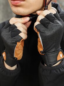 WEST BIKING 1 đôi Găng tay đi xe đạp thể thao nửa ngón họa tiết chữ cái - màu đen - Xem 11