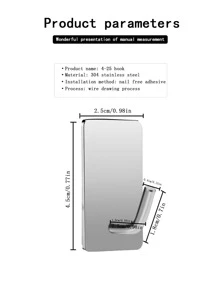 1pc Stainless Steel Wall Hook - Silver - View 3