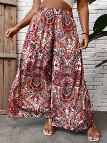 SHEIN LUNE Quần Plus Size Paisley Boho - Nhiều màu - Xem 1