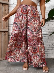 SHEIN LUNE Quần Plus Size Paisley Boho - Nhiều màu - Xem 5