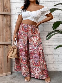 SHEIN LUNE Quần Plus Size Paisley Boho - Nhiều màu - Xem 4