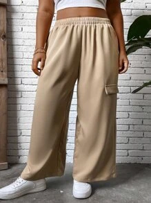 Flirla Plus Flap Detail Side Cargo Trousers - Khaki - View 4