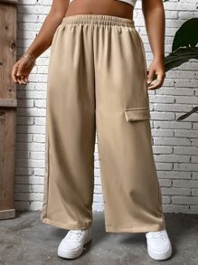 Flirla Plus Flap Detail Side Cargo Trousers - Khaki - View 6