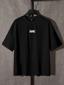 EASEVO Men Plus Letter Graphic Tee - Black - View 1