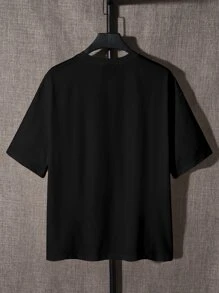 EASEVO Men Plus Letter Graphic Tee - Black - View 2