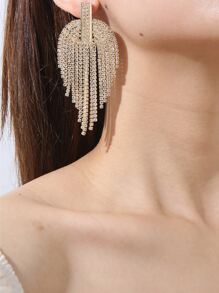 1pc Rhinestone Tassel Drop Earrings Copper Jewelry