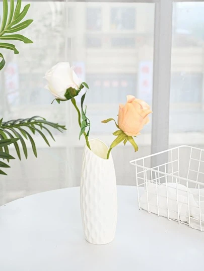 1 pieza Jarrón de plástico de unicolor para decoración del hogar y de la habitación, jarrón de flores, jarrón de vidrio