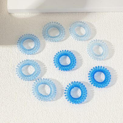9pcs Clear Telephone Wire Hair Tie