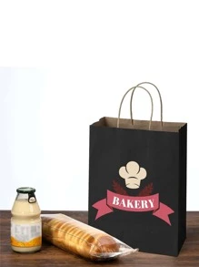 5pcs/10pcs/20pcs Solid Multifunction Gift Bag, White Paper Storage Bag For Party Valentine Day,White Kraft Paper Carrier Bags, Fashionable Packaging Solution, Gift Wrapping, Reusable Shopping, Party Decor, Craft Project Bags - Suitable For Small Businesses, Baking Gifts, Souvenirs, And Wedding Decorations, Christmas - Black - View 3