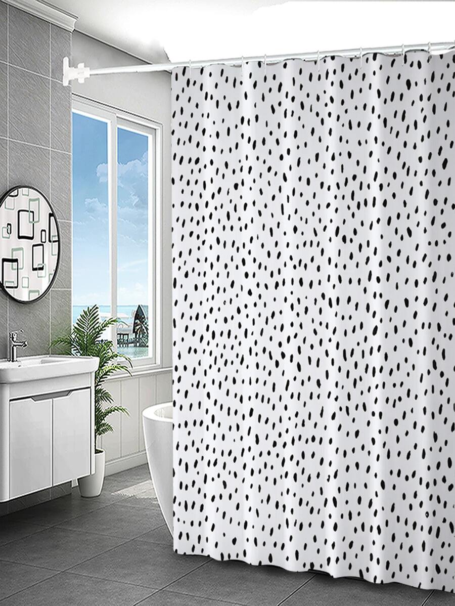 圖案印花防水浴簾 - 黑與白 - 查看 1