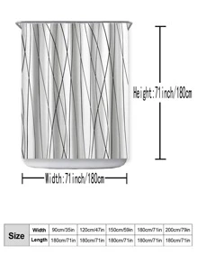 1pc Striped Print Shower Curtain - Black and White - View 3