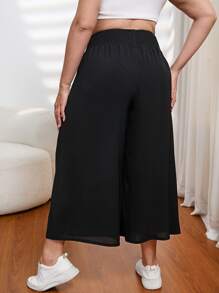 SHEIN Essnce Pantaloni Capri Eleganti Dimensiuni Plus Casual Cu Talie Inalta Decorati, Vara