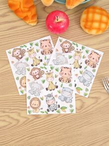 20入組/套紙一次性卡通動物圖案紙餐巾適用於派對