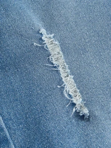 SHEIN Bé Gái Quần Shorts Denim Bị tách Dây kéo màu trơn - Rửa nhẹ - Xem 3