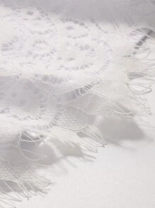 DAZY Áo thun nữ Tương phản ren Trọn gói màu trơn Giải trí - trắng - Xem 3