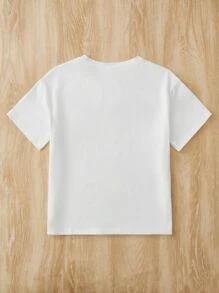 SHEIN Girls 1pc Letter & Heart Print Tee - White - View 2