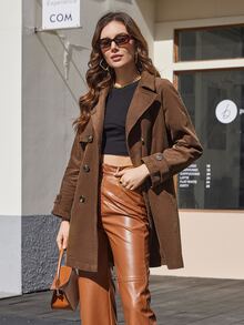 ZIAI Double Breasted Belted Trench Coat