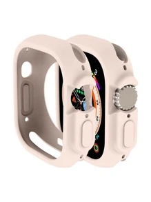 1 pieza Funda compatible con Apple Watch liso - Rosa vieja - Ver 1
