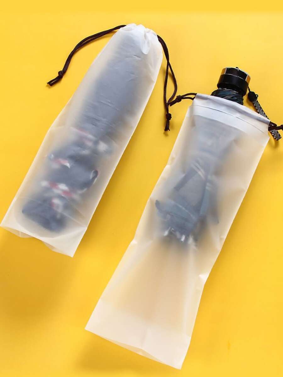 2个透明抽绳雨伞收纳袋，适用于学校、办公室、家庭、旅行、母亲节礼物、卧室装饰、花园、厨房装饰、夏季、海滩、旅行必备品、房间装饰、软萌玩具、毕业季 - 無色 - 查看 1