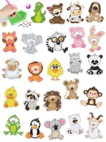 6pcs/set PMMA DIY Diamond Painting Sticker, Cartoon Animal Pattern DIY Diamond Sticker For Craft - Multicolor - View 1