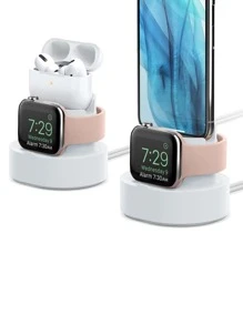 2 In 1 Desktop Phone Charger Stand - White - View 1