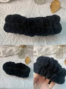 1pc Plush Car Rearview Mirror Cover - Black - View 5