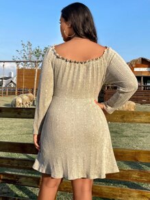 Calvaya 大碼褶邊前打結洋裝 - 彩色 - 查看 2