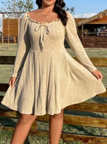 Calvaya 大碼褶邊前打結洋裝 - 彩色 - 查看 5