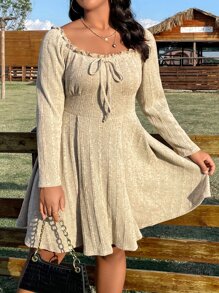 Calvaya 大碼褶邊前打結洋裝 - 彩色 - 查看 6