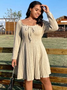 Calvaya 大碼褶邊前打結洋裝 - 彩色 - 查看 7