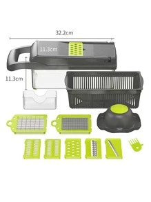 1入組蔬菜洋蔥切碎器廚房用13合1食物切碎器8刀片切割器帶容器 - 黑色 - 查看 3