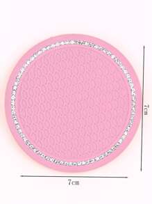 2pcs Rhinestone Decor Car Coaster