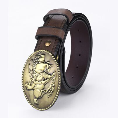 Horse Decor Oval Buckle Belt