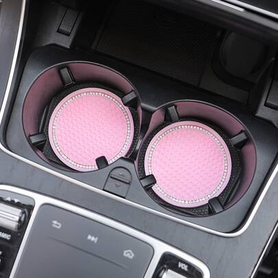 2 piezas Posavasos de coche con diseño de diamante de imitación