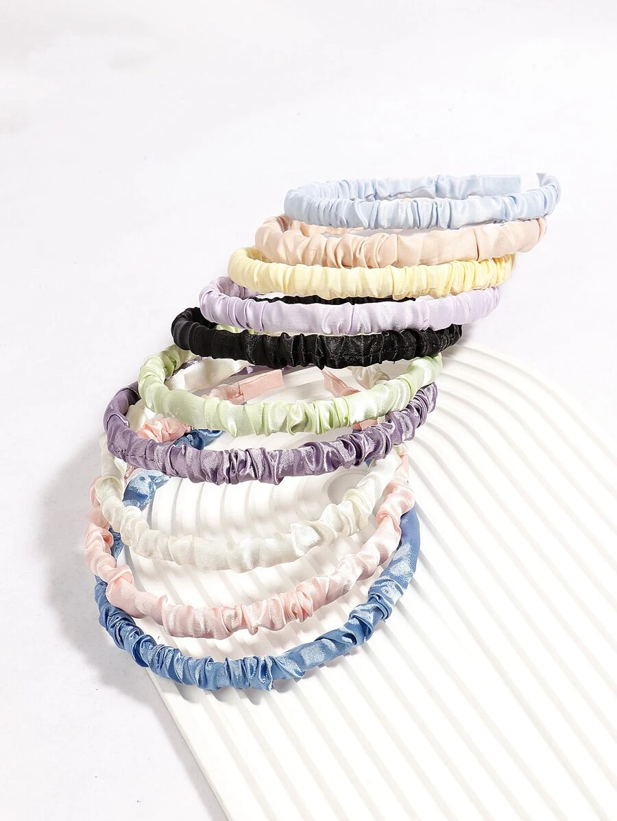 10 piezas diadema unicolor fruncida - Multicolor - Ver 1