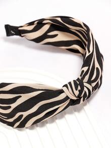 Diadema con patrón de rayas de cebra con diseño de nudo - Multicolor - Ver 4