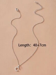 1入組水鑽字母吊墜項鍊 - 銀色 - 查看 4